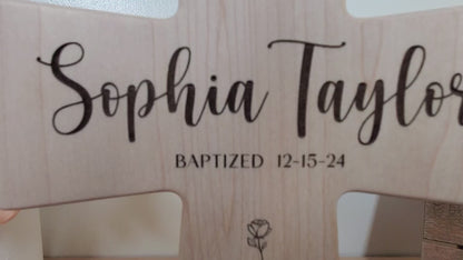 Personalized Baptism Cross Gift for Goddaughter Daughter Son Niece Nephew Godchild