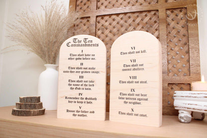 The Ten Commandments wooden tablets set | Christian wall or shelf decor | God's law