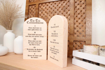 The Ten Commandments wooden tablets set | Christian wall or shelf decor | God's law