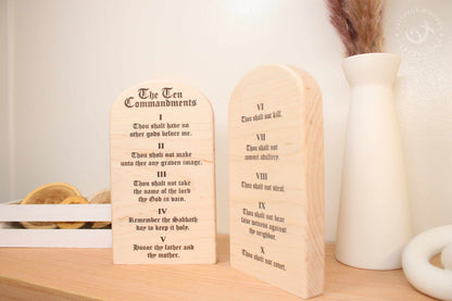 The Ten Commandments wooden tablets set | Christian wall or shelf decor | God's law
