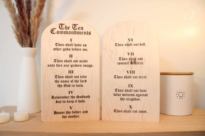 The Ten Commandments wooden tablets set | Christian wall or shelf decor | God's law