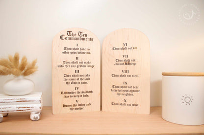 The Ten Commandments wooden tablets set | Christian wall or shelf decor | God's law